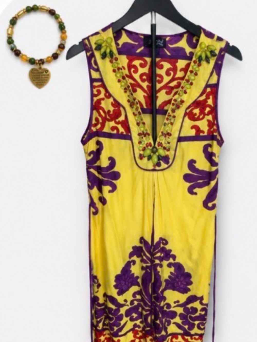Hale Bob 100% Silk Embellished Sleeveless Dress – Size Small